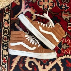 Vans Brown Suede High-Top Sneakers with White Stripe